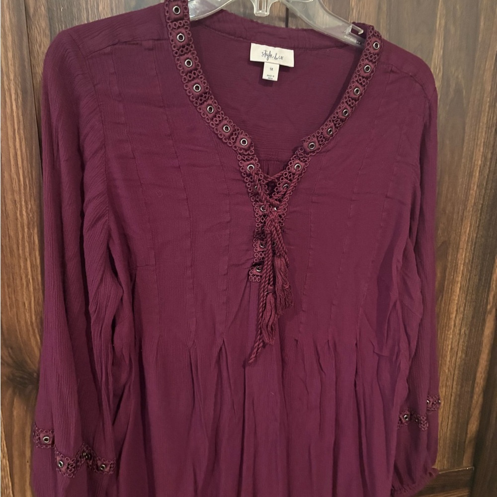 Style & Co. Women's Rich Plum Blouse size 1X.